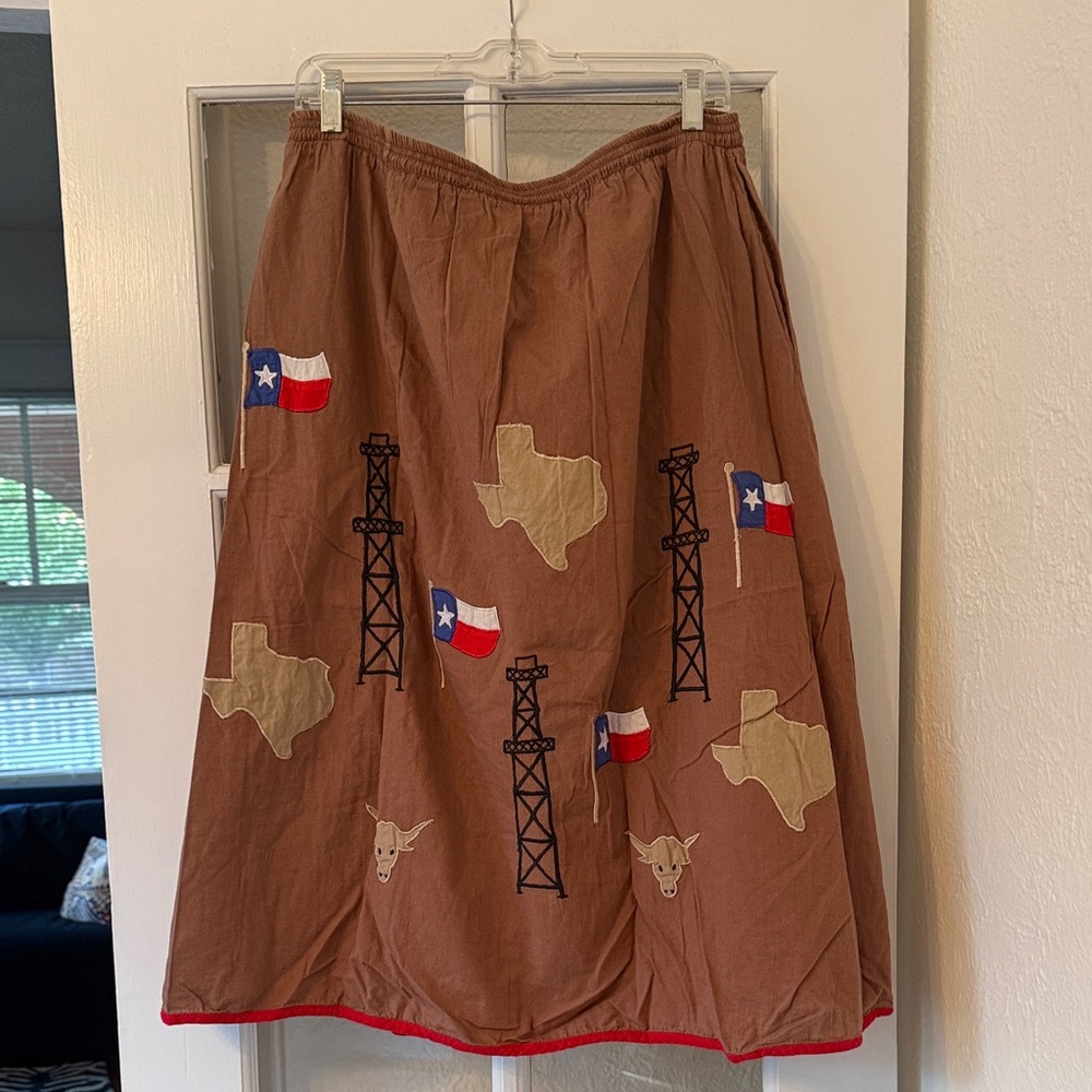 Vintage handmade Texas appliqué skirt